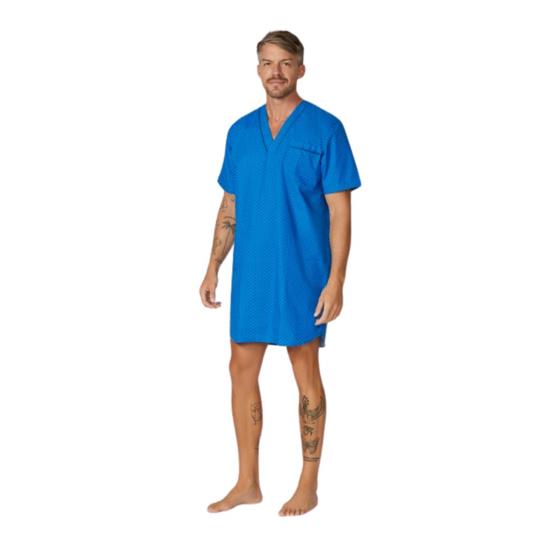 Contare Cotton Rich Night Shirt 3XL Blues Assorted Mens Sleepwear by Lynx | The Bloke Shop
