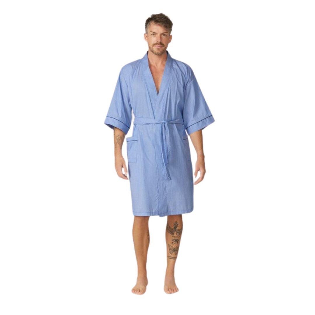 Contare Country Summer Dressing Gown 4/5XL Blue/White Sleepwear by Contare | The Bloke Shop