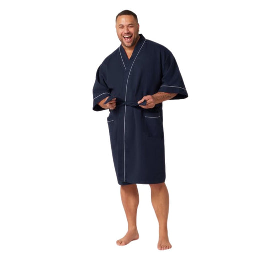 Contare Country Waffle Bathrobe L/XL French Navy Sleepwear by Contare | The Bloke Shop