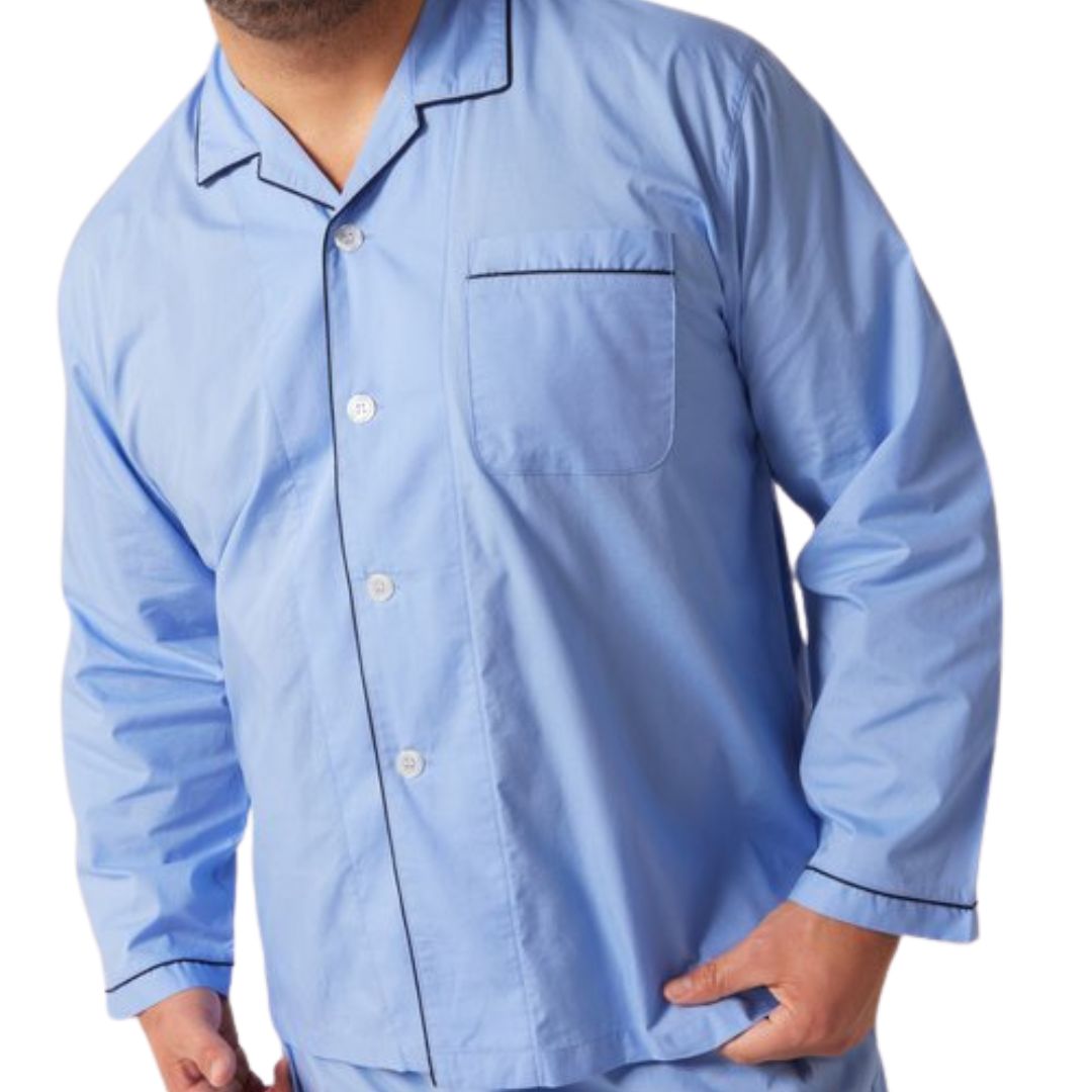 Contare Long Sleeve Country Classic PJs Dusk Blue Sleepwear by Contare | The Bloke Shop