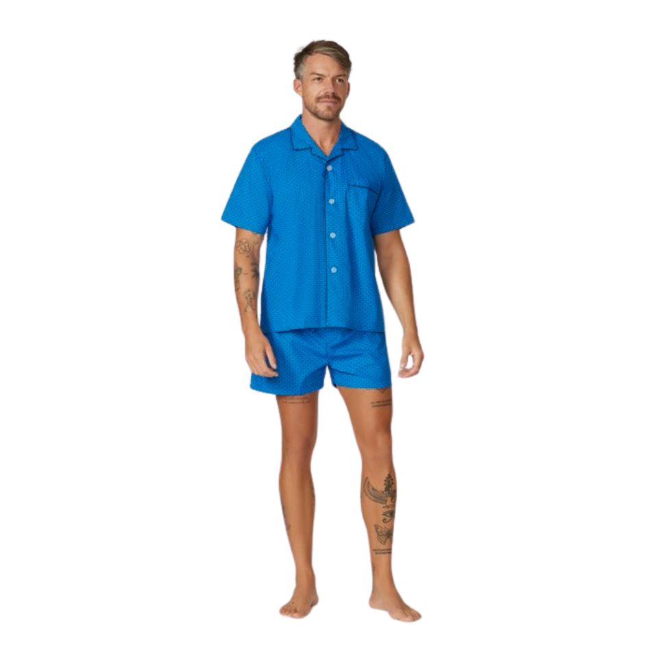 Contare Short Length Cotton Rich PJs Blues Assorted Mens Sleepwear by Contare | The Bloke Shop