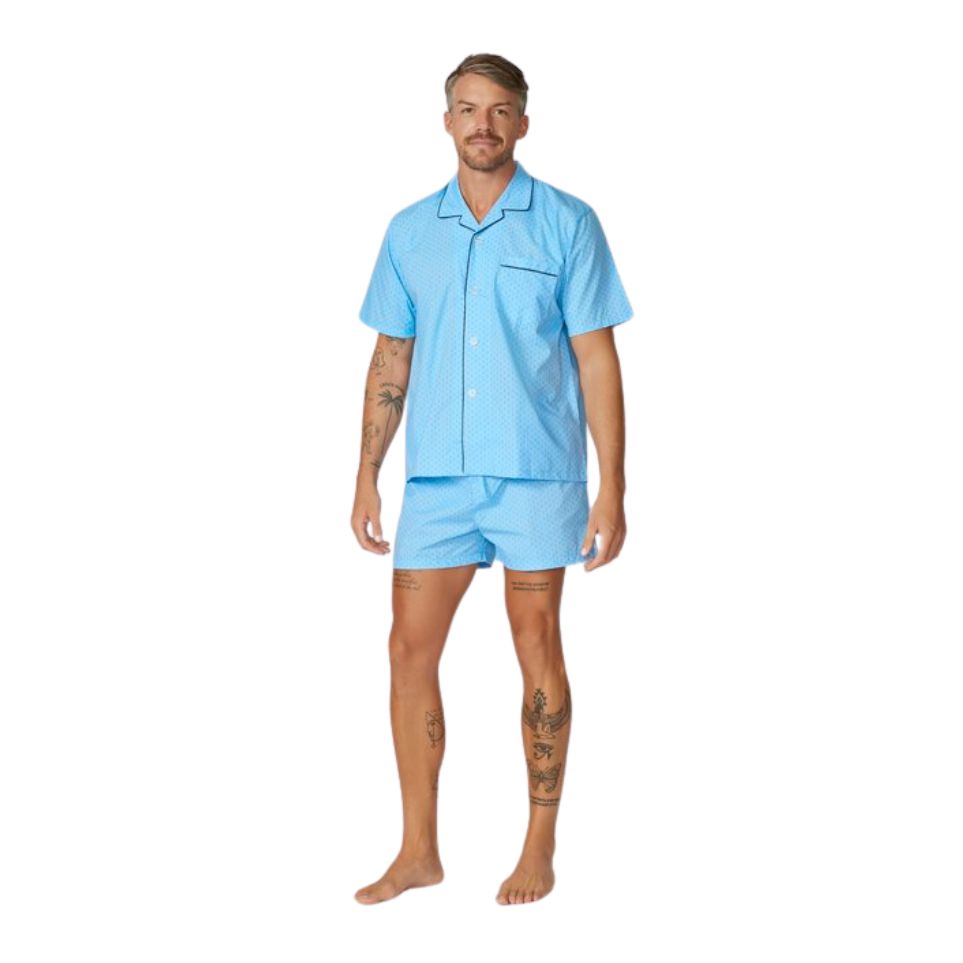 Contare Short Length Cotton Rich PJs Blues Assorted Mens Sleepwear by Contare | The Bloke Shop