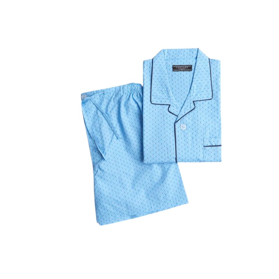 Contare Short Length Cotton Rich PJs Blues Assorted Mens Sleepwear by Contare | The Bloke Shop