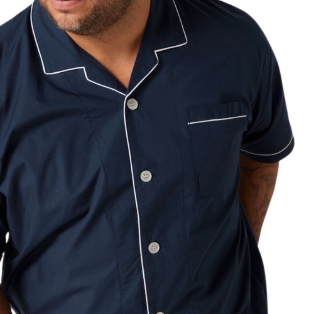 Contare Short Sleeve Country Classic PJs French Navy Sleepwear by Contare | The Bloke Shop