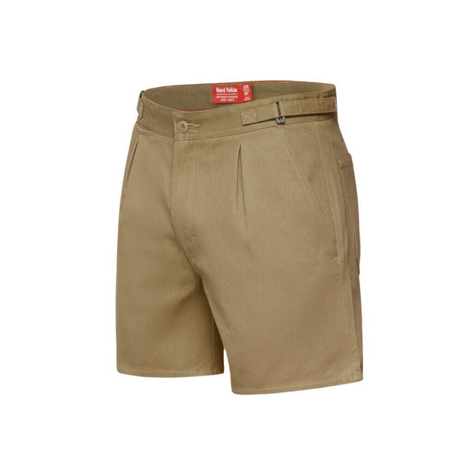 Cotton Drill Short With Side Tabs 102R Khaki Workwear by Yakka Workwear | The Bloke Shop