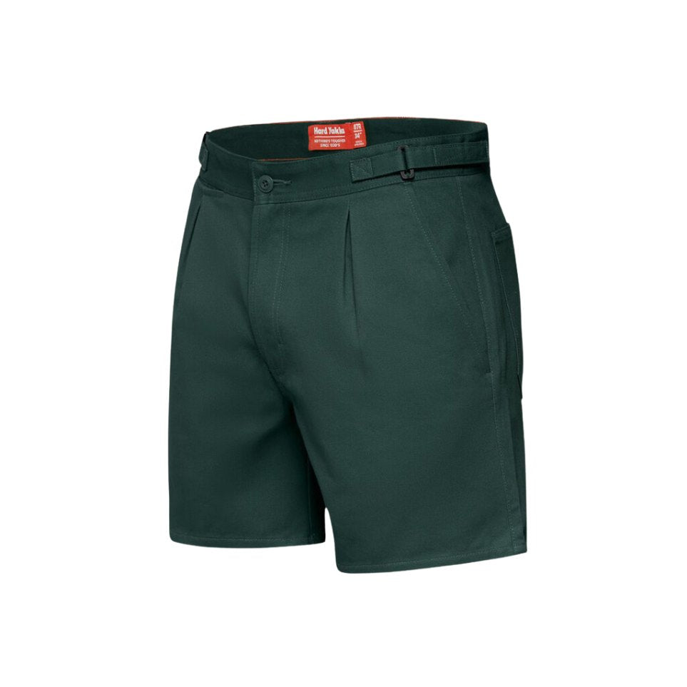 Cotton Drill Short With Side Tabs 102R Green Workwear by Yakka Workwear | The Bloke Shop