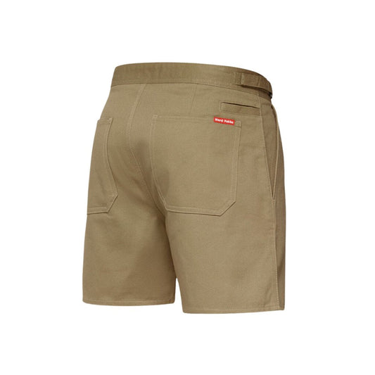 Cotton Drill Short With Side Tabs 102R Khaki Workwear by Yakka Workwear | The Bloke Shop