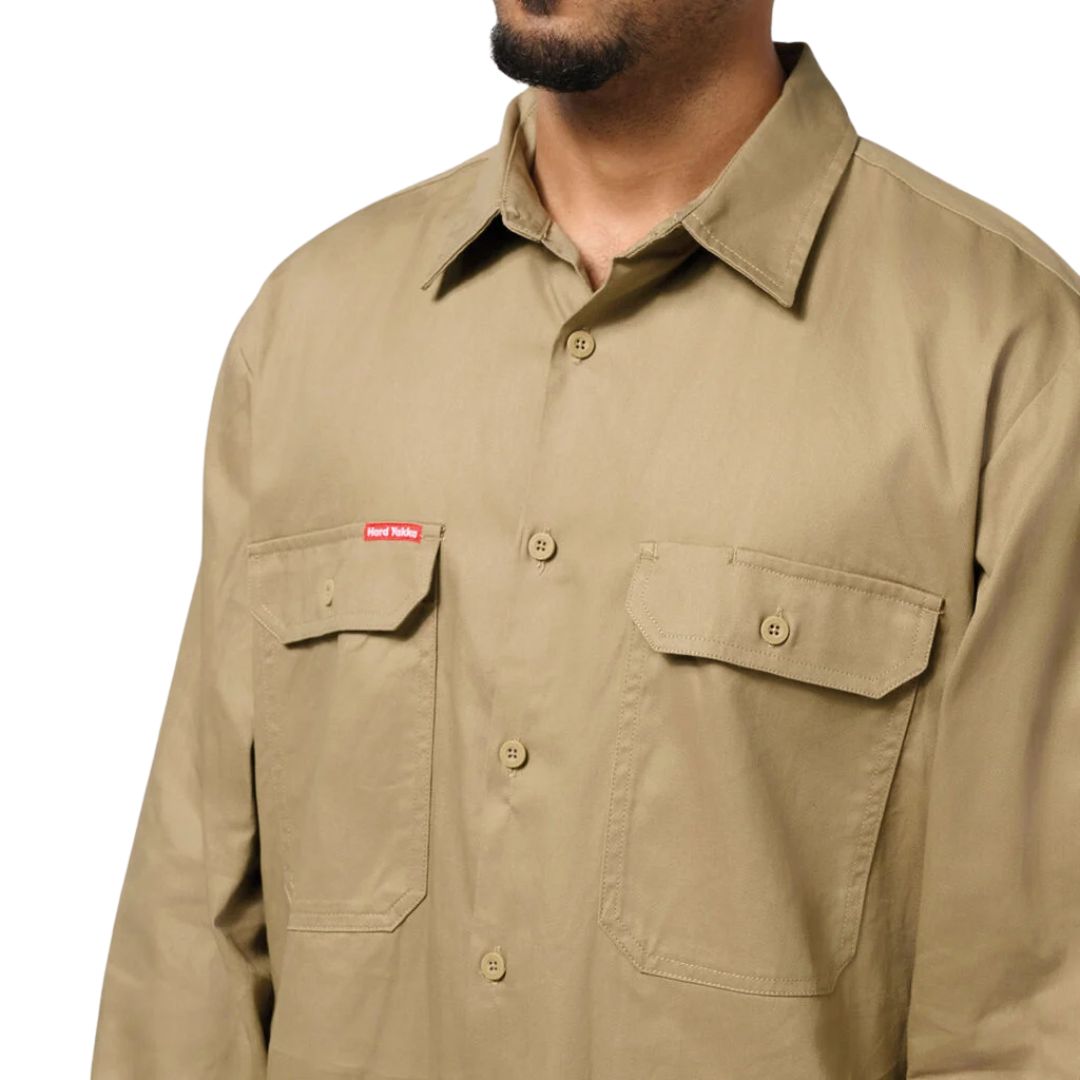 Cotton Drill Work Shirt - Long Sleeve