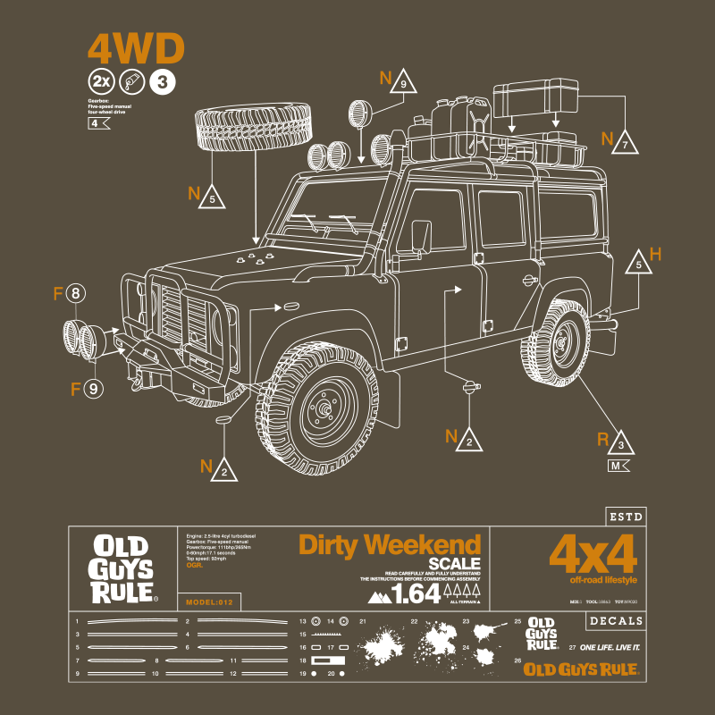 Tee Dirty Weekend 2 Olive Tee SS by Old Guys Rule OGR | The Bloke Shop