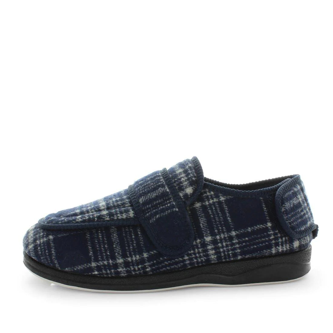 Edison Full Open Out Slipper 10 Blue Check Mens Footwear by Panda | The Bloke Shop