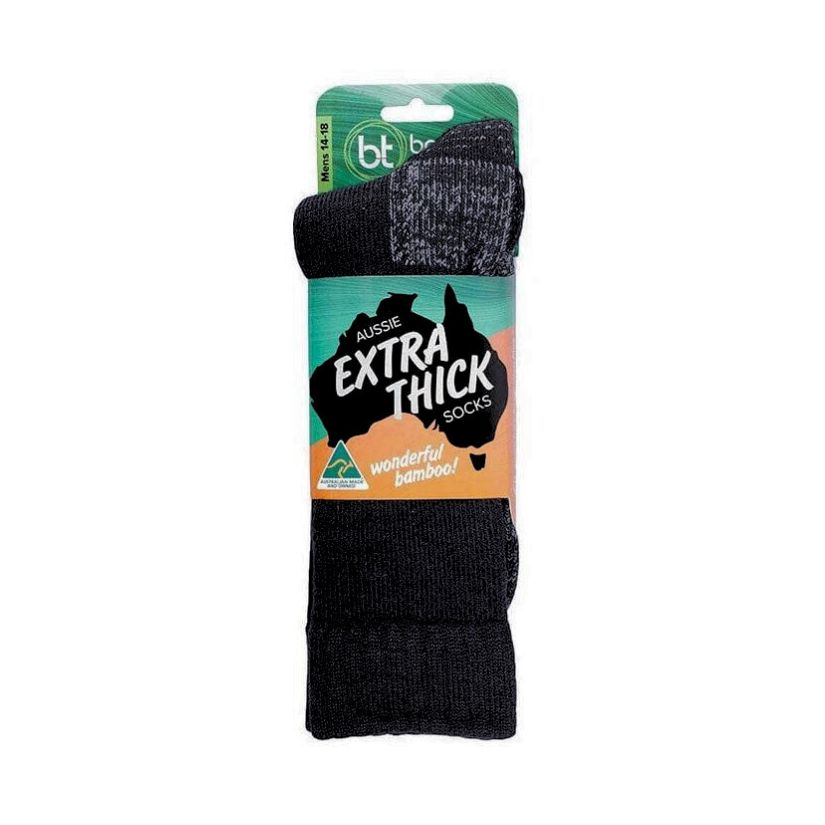 Extra Thick Bamboo Socks Australian Made M Black Menswear Mature Stock Service by Bamboo Textiles | The Bloke Shop