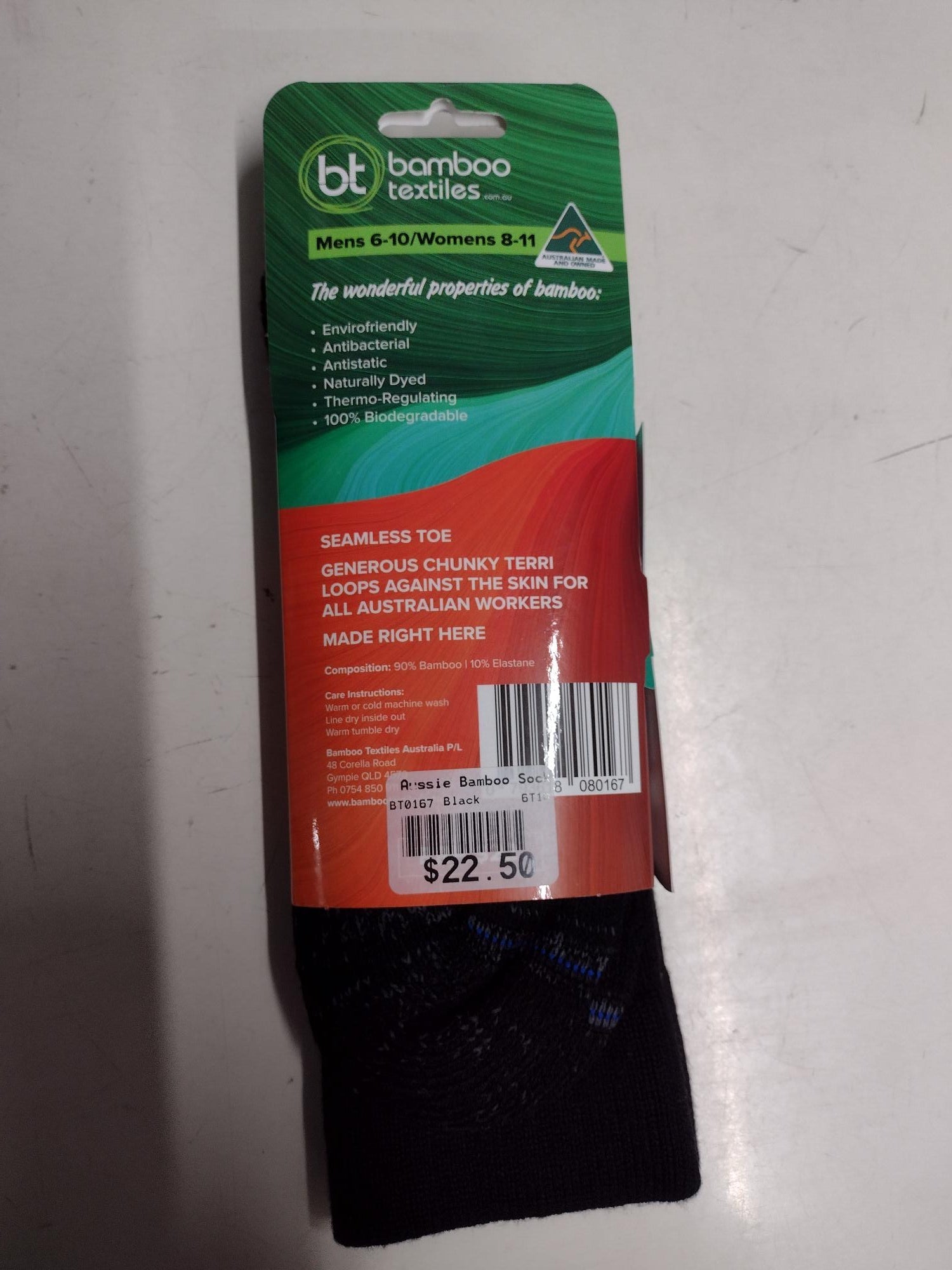 Extra Thick Bamboo Socks Australian Made Black Menswear Mature Stock Service by Bamboo Textiles | The Bloke Shop