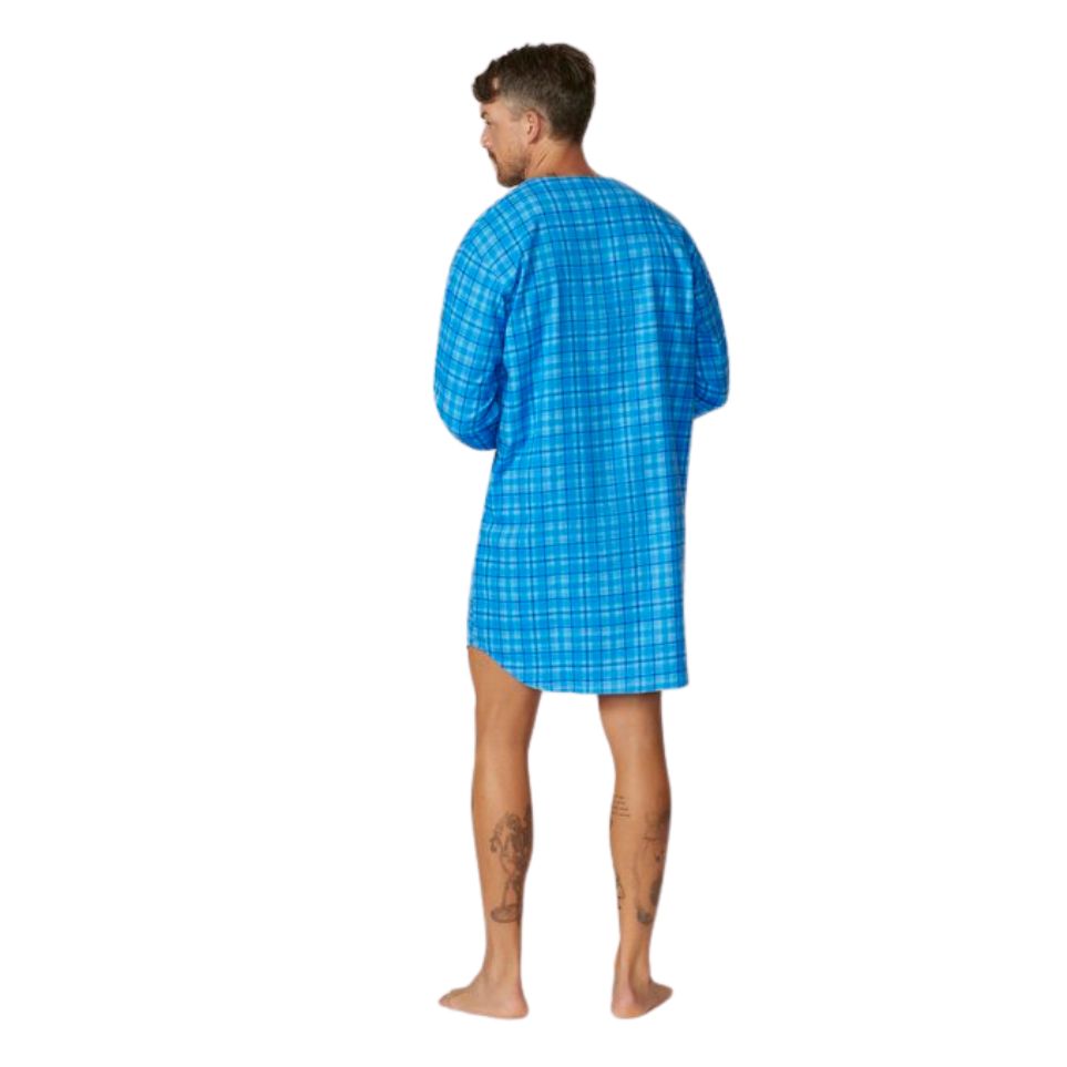 Flanellette Night Shirt Blues Assorted Mens Sleepwear by Contare | The Bloke Shop