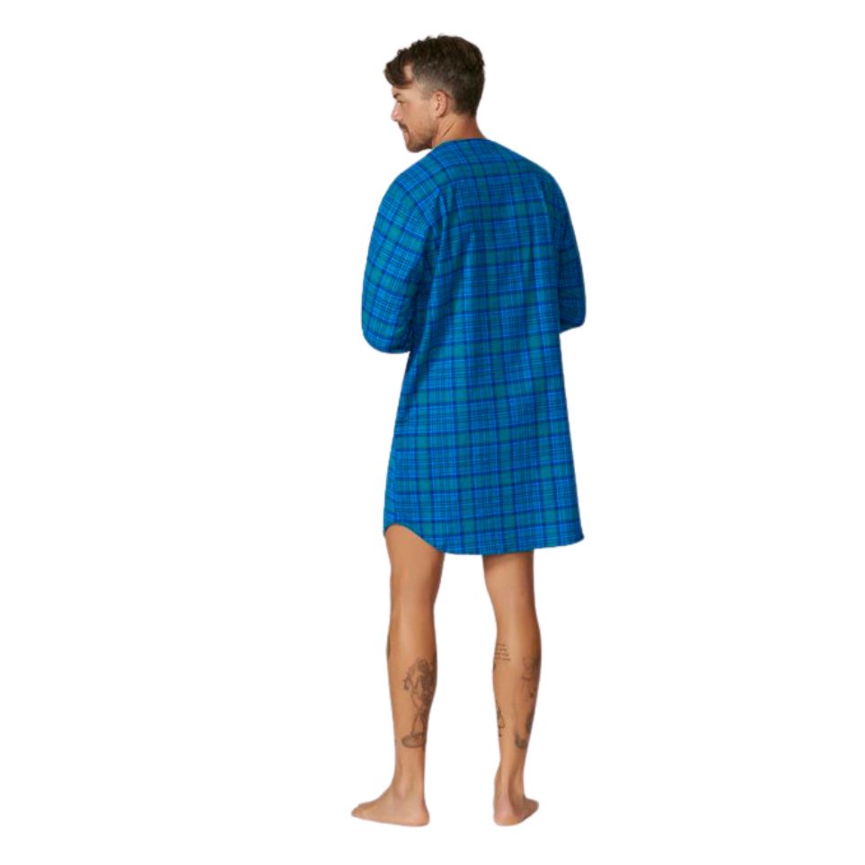 Flanellette Night Shirt Blues Assorted Mens Sleepwear by Contare | The Bloke Shop