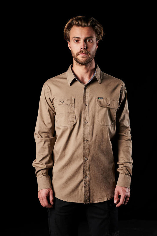 FXD LSH-1™ Long Sleeve Work Shirt S Khaki Workwear by FXD Workwear | The Bloke Shop