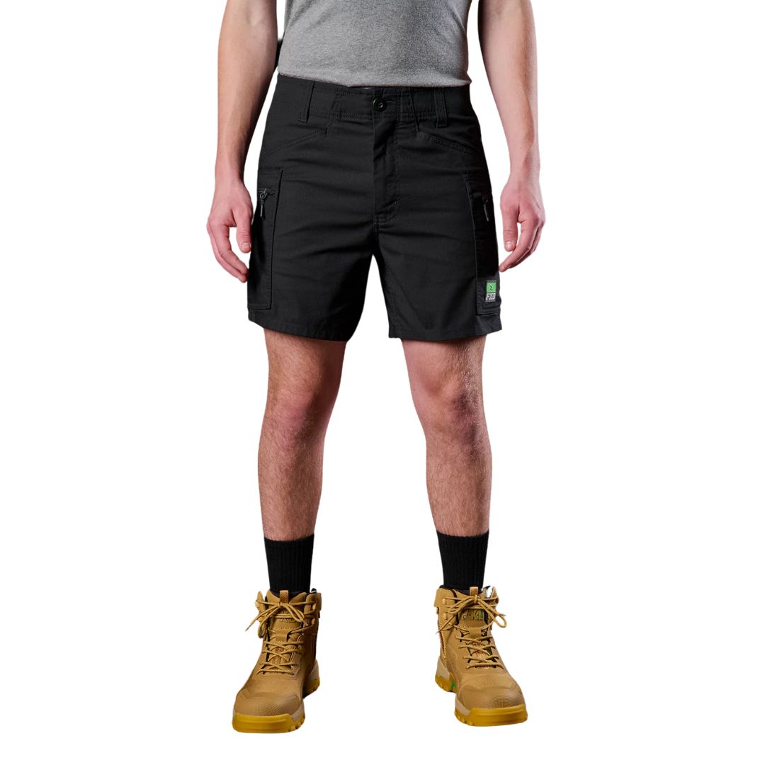 FXD WS-6™ Lightweight Ripstop Cargo Short 102R Black Work Short by FXD Workwear | The Bloke Shop