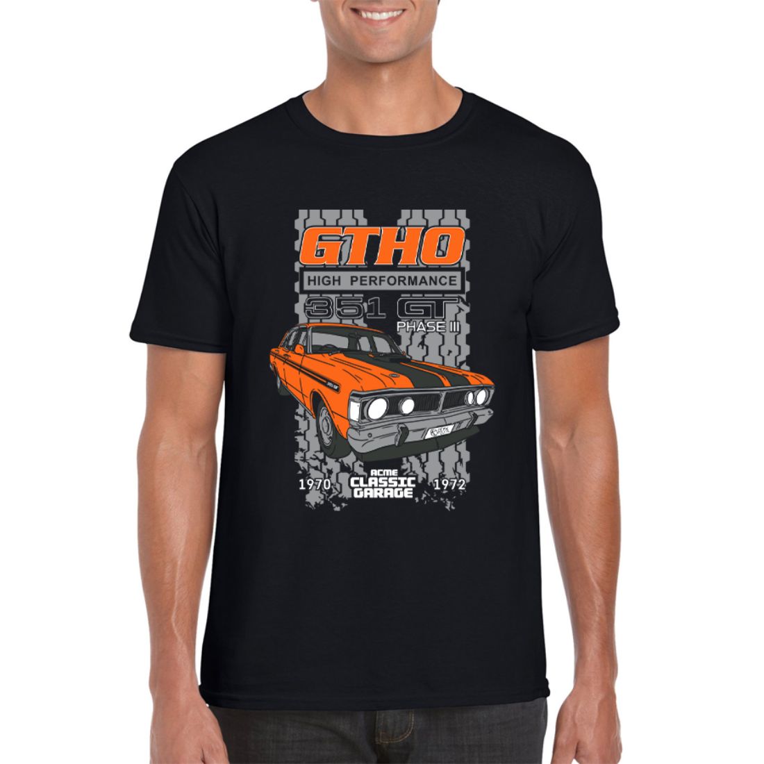 GTHO High Performance T-Shirt 3XL Black Mens Tshirt by Acme | The Bloke Shop