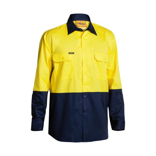 Hi-Vis Cool Lightweight Shirt - Long Sleeve 3XL Yellow/Navy Workwear by Bisley | The Bloke Shop