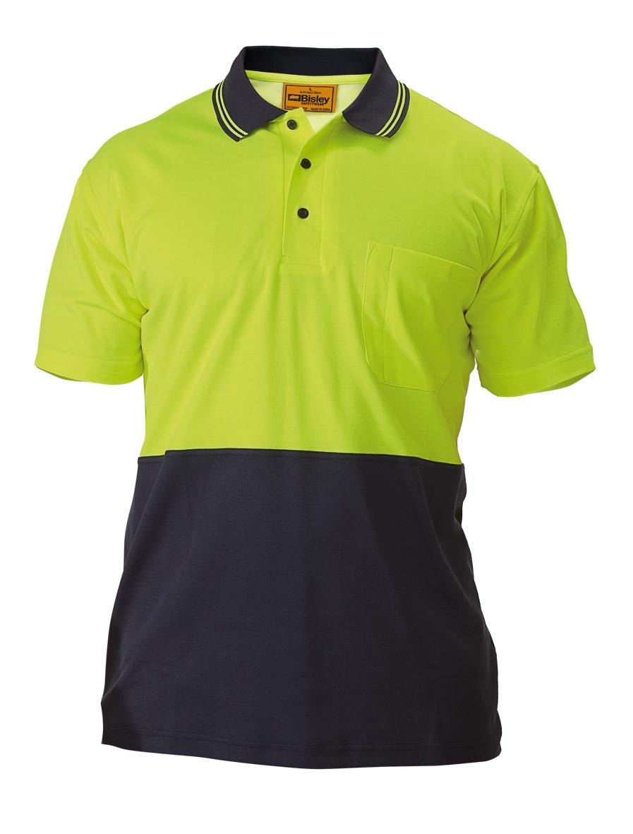 Bisley Polo Shirt - 2 Tone Hi-Vis - Short Sleeve S Yellow/Navy Workwear by Bisley | The Bloke Shop