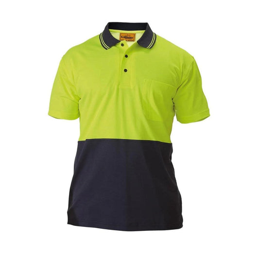 Hi-Vis Polo Shirt - Short Sleeve S Yellow/Navy Workwear by Bisley | The Bloke Shop