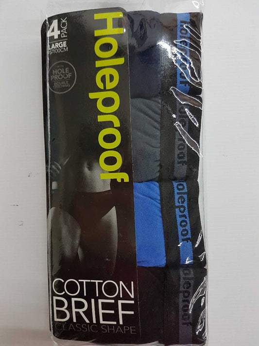 Holeproof 4 Pack Cotton Briefs - Classic Shape M Assorted Mens Underwear by Jockey Australia | The Bloke Shop