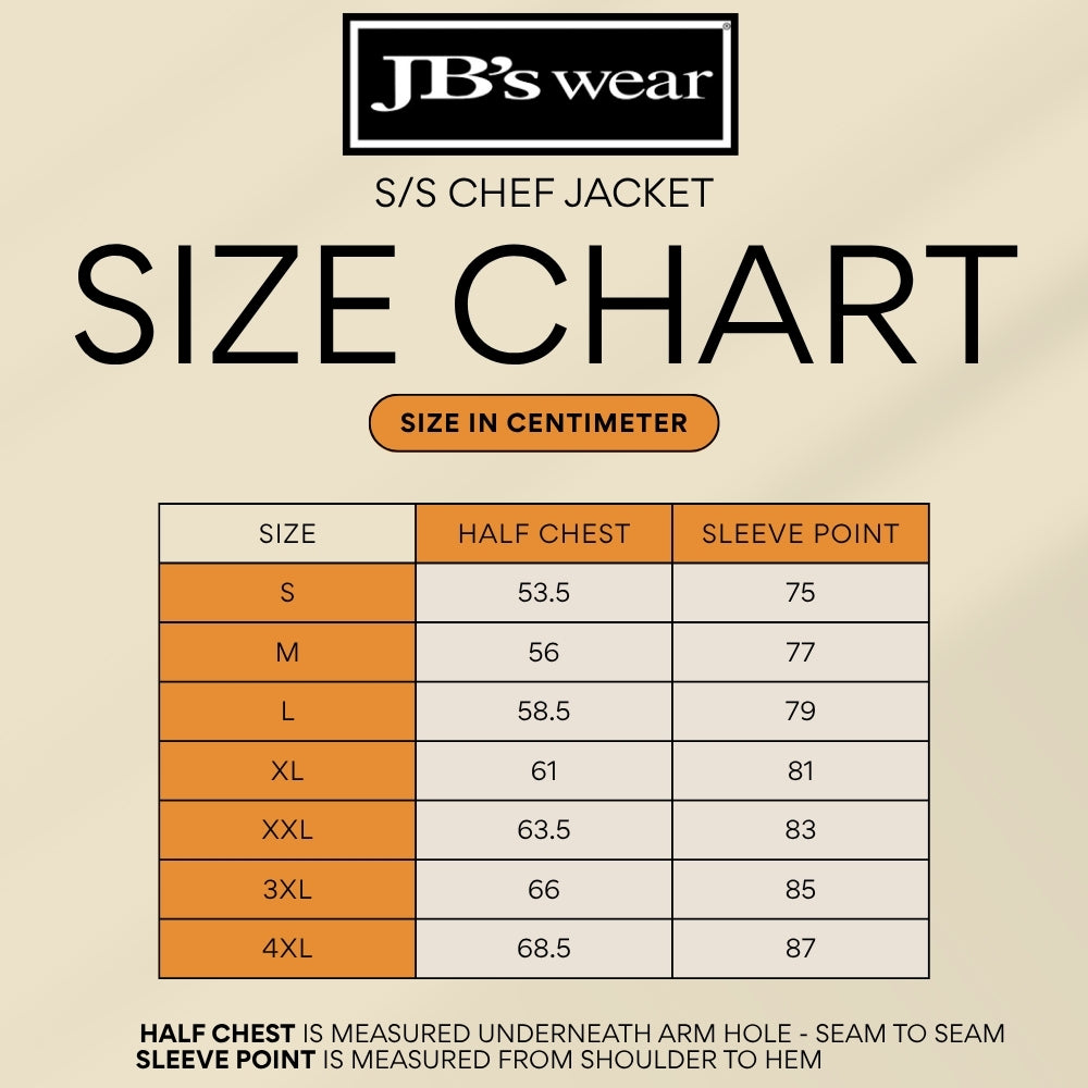 JBs Short Sleeve Vented Chef Jacket