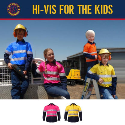 Kids Hi-Vis 2-Tone Shirt - Long Sleeve Workwear by Ritemate Workwear | The Bloke Shop