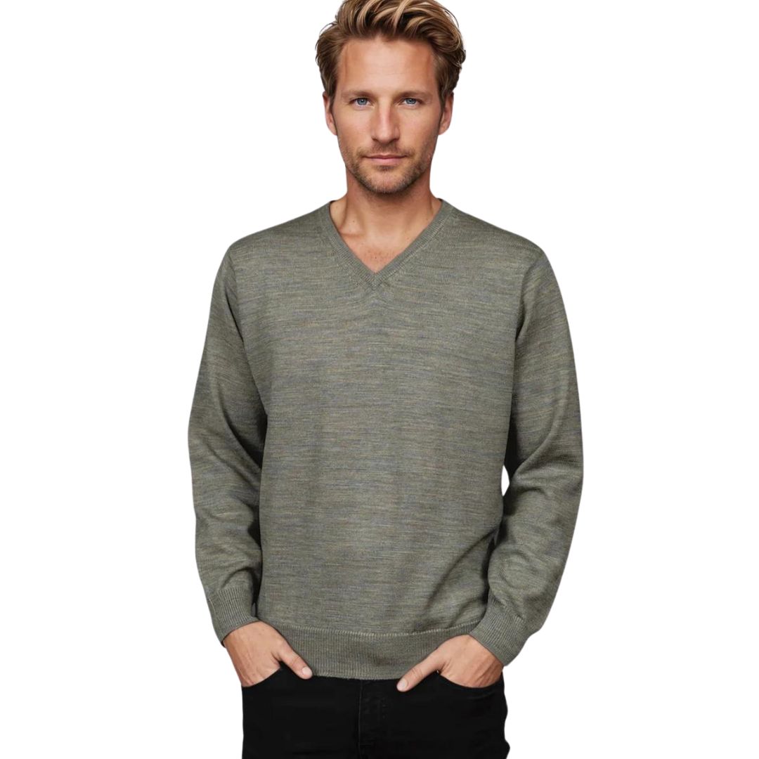 Knit V Neck Superwash Wool L Agate Mens Winter Knits by Ansett Knitwear | The Bloke Shop