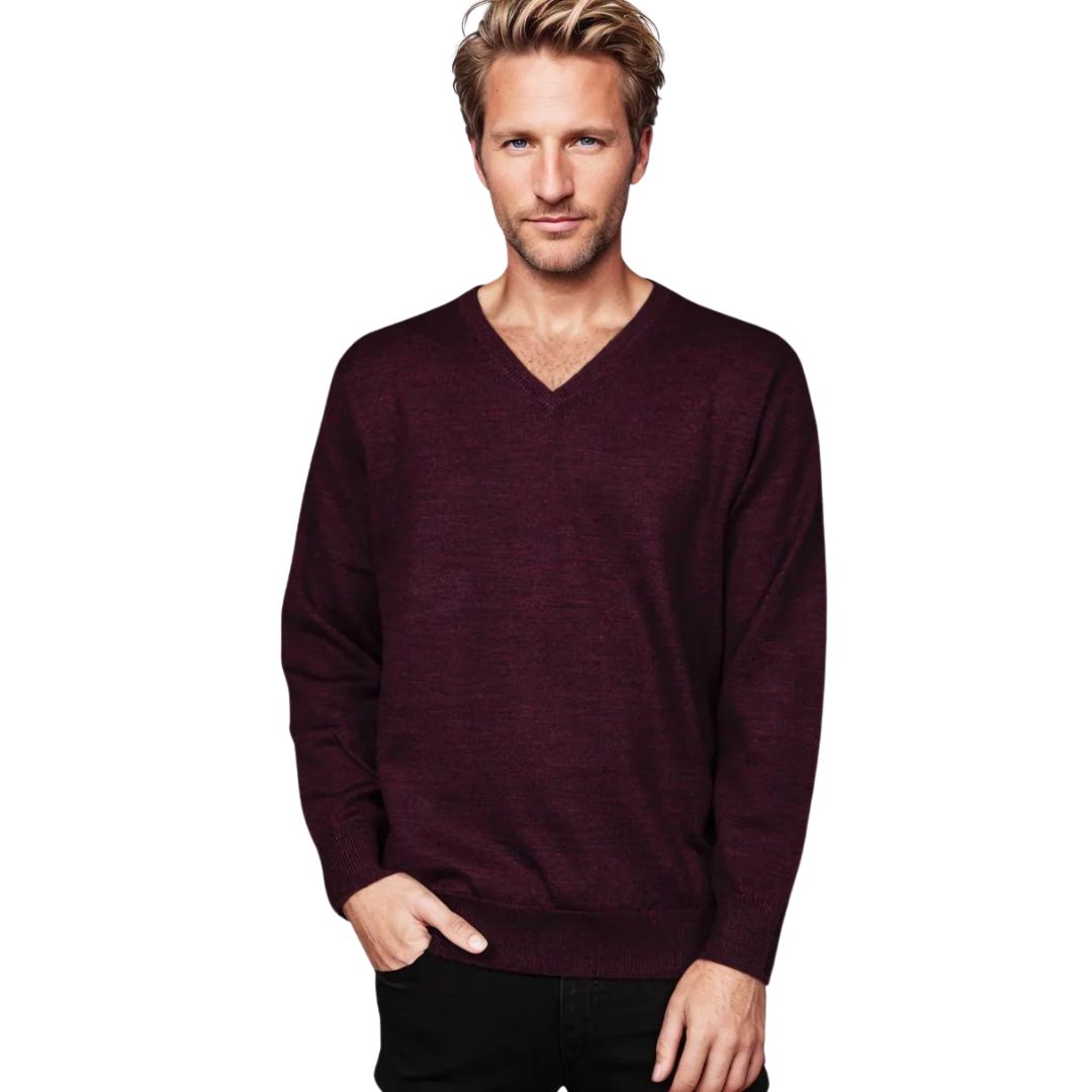 Knit V Neck Superwash Wool L Pinot Mens Winter Knits by Ansett Knitwear | The Bloke Shop