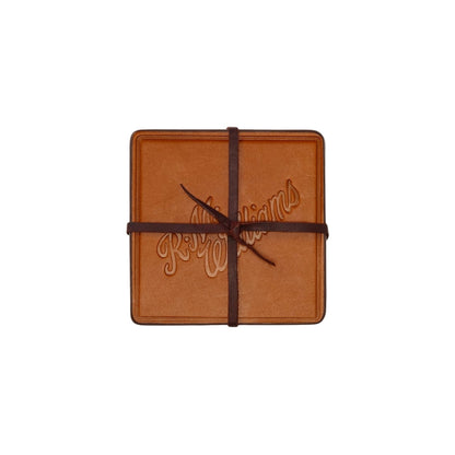 Leather Coaster Script Logo 4-Pack