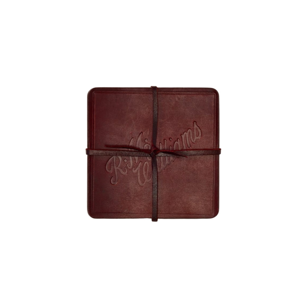 Leather Coaster Script Logo 4-Pack