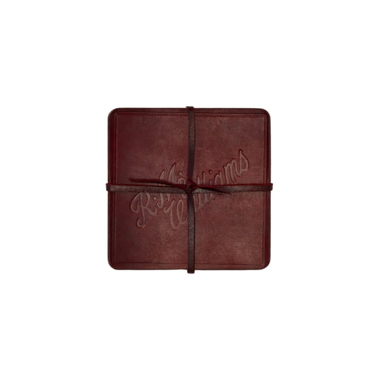 Leather Coaster Script Logo 4-Pack