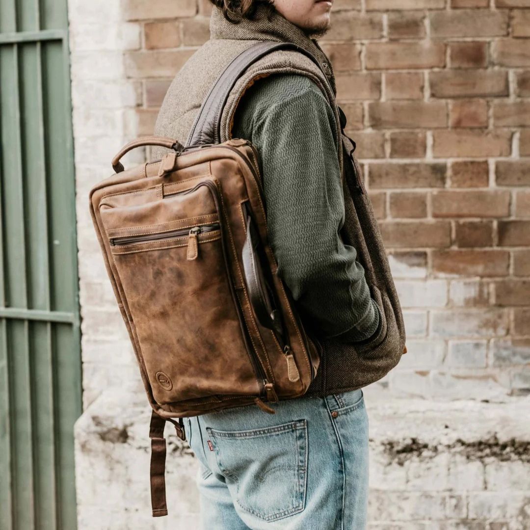 Leather Combination Bag - Arno OS Dusty Antique Bag by Indepal | The Bloke Shop