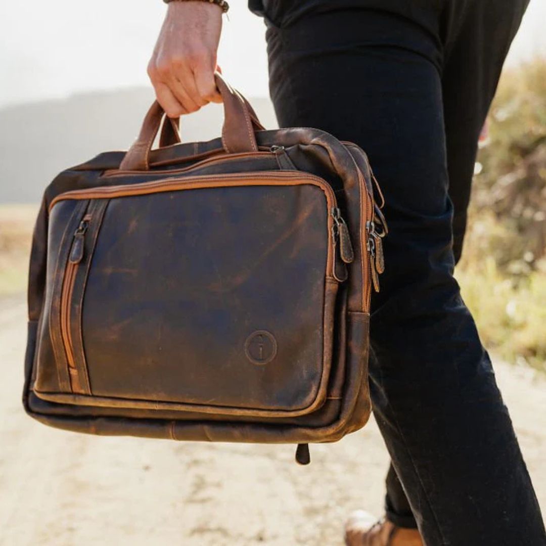 Leather Combination Bag - Arno OS Dusty Antique Bag by Indepal | The Bloke Shop