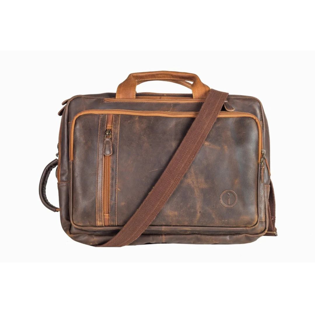 Leather Combination Bag - Arno OS Dusty Antique Bag by Indepal | The Bloke Shop