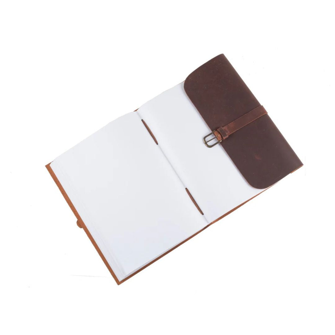 Leather Journal - Buckle A4 Unlined A4 Brown Accessory by Indepal | The Bloke Shop