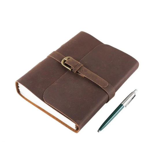 Leather Journal - Buckle A5 Lined A5 Brown Accessory by Indepal | The Bloke Shop