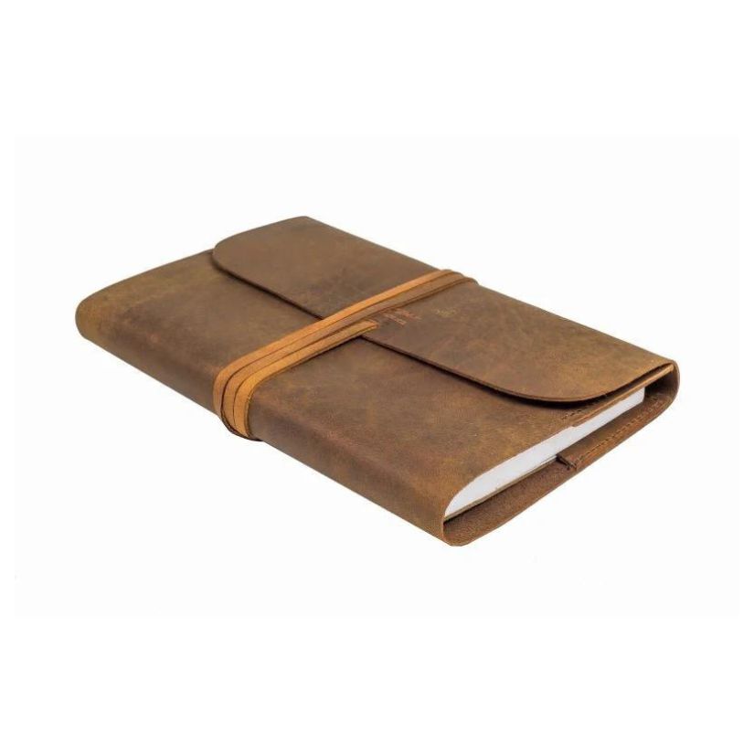 Leather Journal - Refillable A5 Unlined A5 Tan Accessories by Indepal | The Bloke Shop