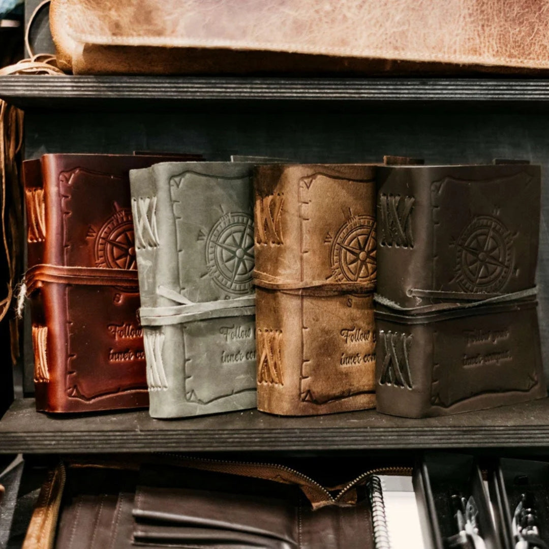 Leather Notebook 5x7 Compass