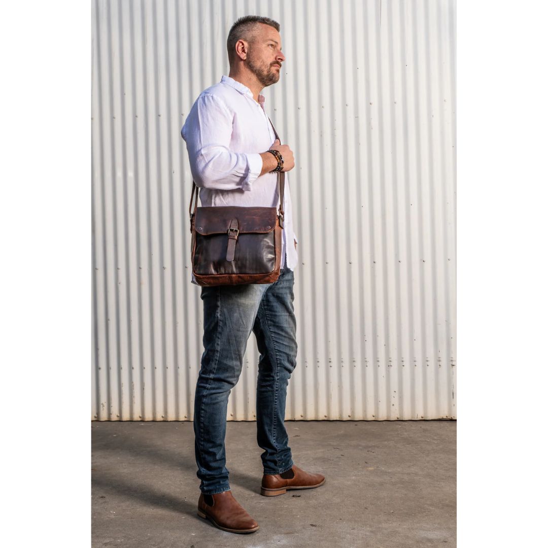 Macquarie Side Satchel OS Brown Bag by Indepal | The Bloke Shop