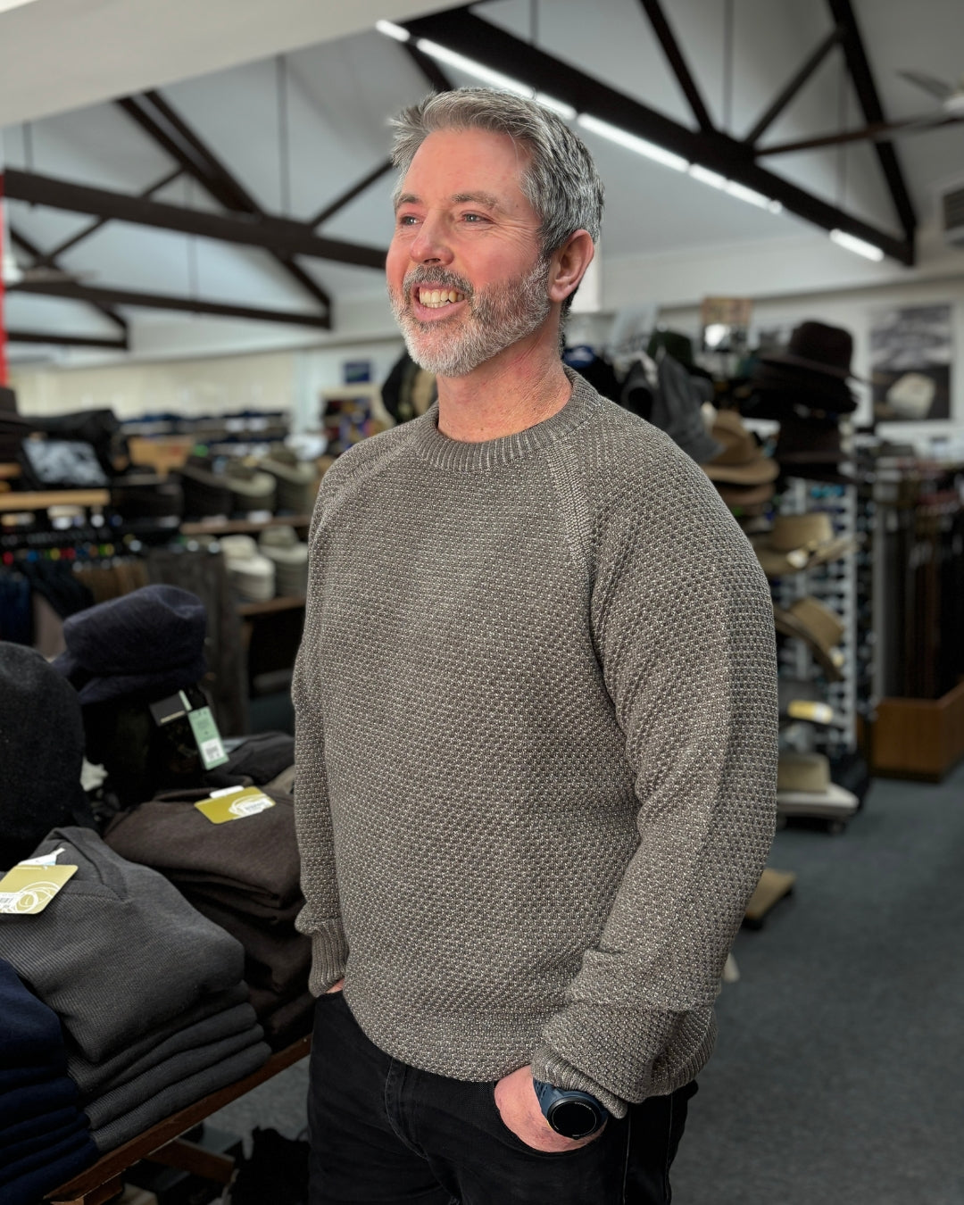 Merino Moss Stitch Crew Knit