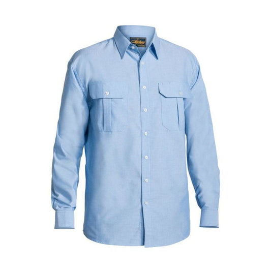 Oxford Shirt - Long Sleeve S Blue Workwear by Bisley | The Bloke Shop