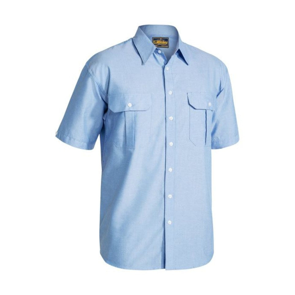 Oxford Shirt - Short Sleeve S Blue Workwear by Bisley | The Bloke Shop