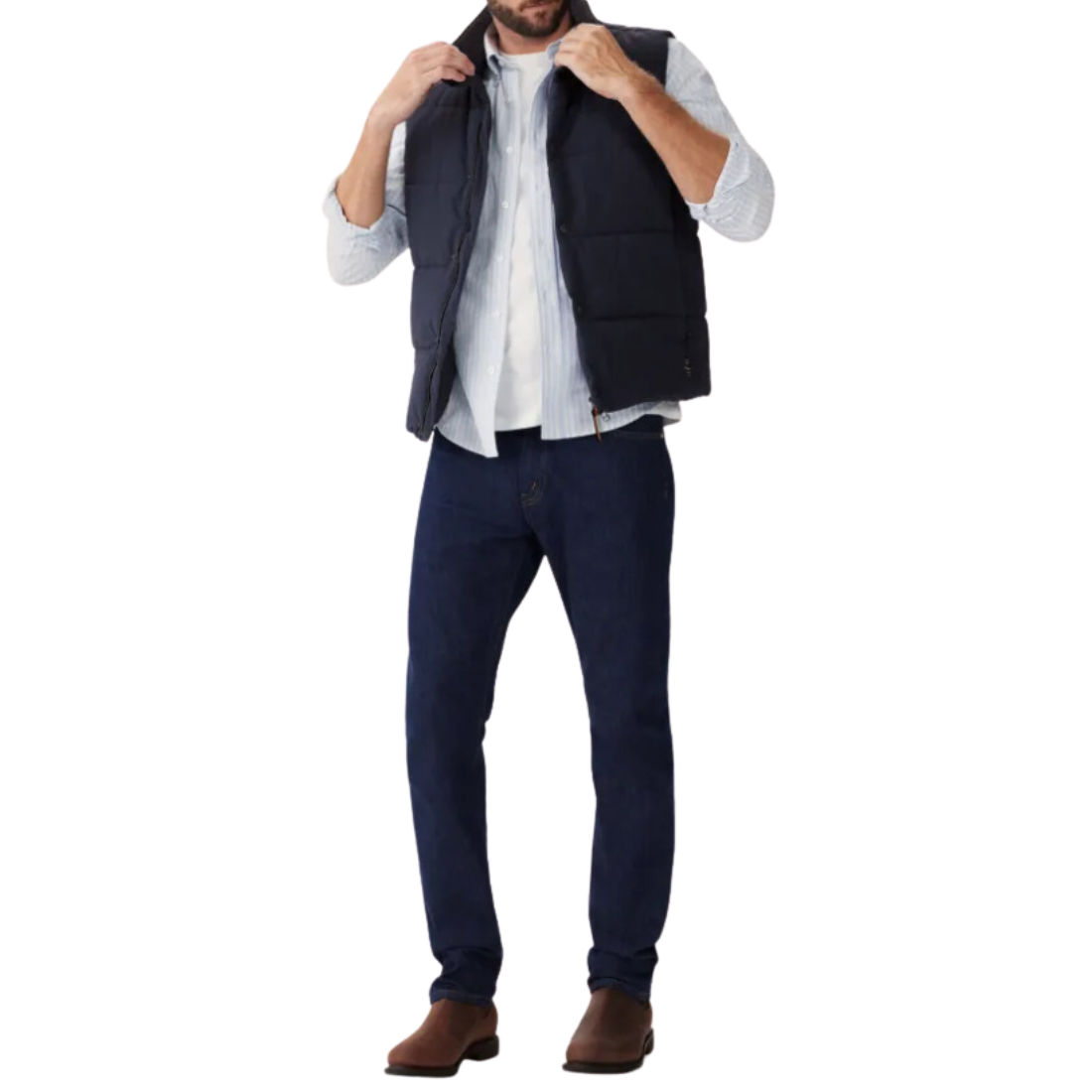 RM Williams Vest, Padstow in Navy. RM Williams Shop Adelaide