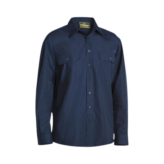 Permanent Press Shirt - Long Sleeve M Midnight Workwear by Bisley | The Bloke Shop
