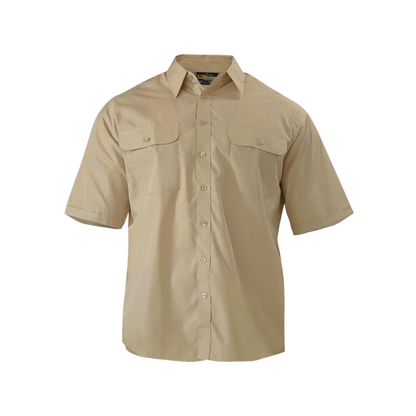 Permanent Press Shirt - Short Sleeve S Sand Workwear by Bisley | The Bloke Shop