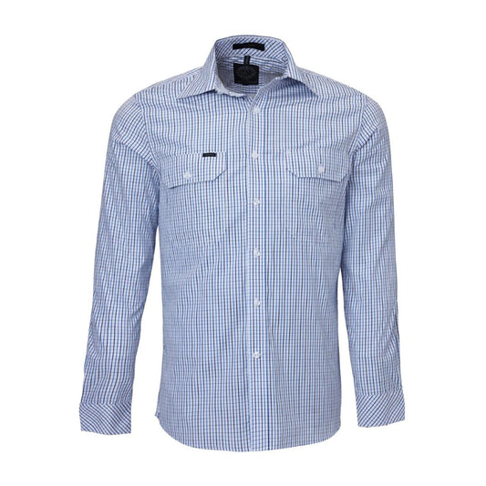 Pilbara Double Pocket Shirt - Long Sleeve 3XL Blue/Navy Mens Shirt by Pilbara | The Bloke Shop