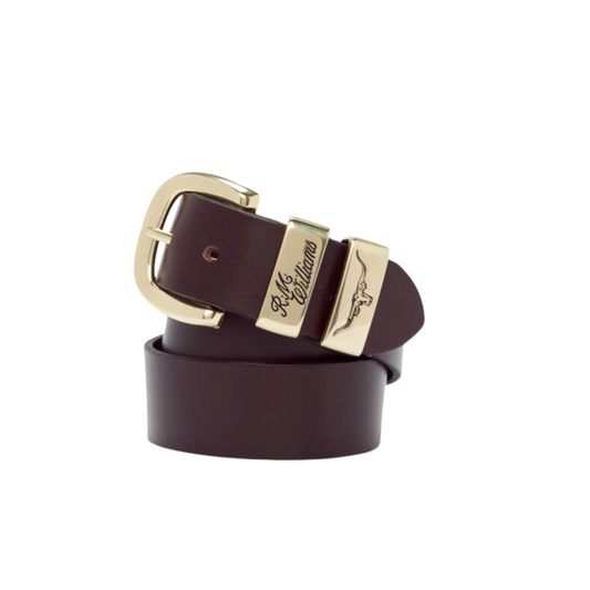 RM Williams Gold 1 1/2 inch Solid Hide Belt 32 Chestnut Belt by RM Williams | The Bloke Shop