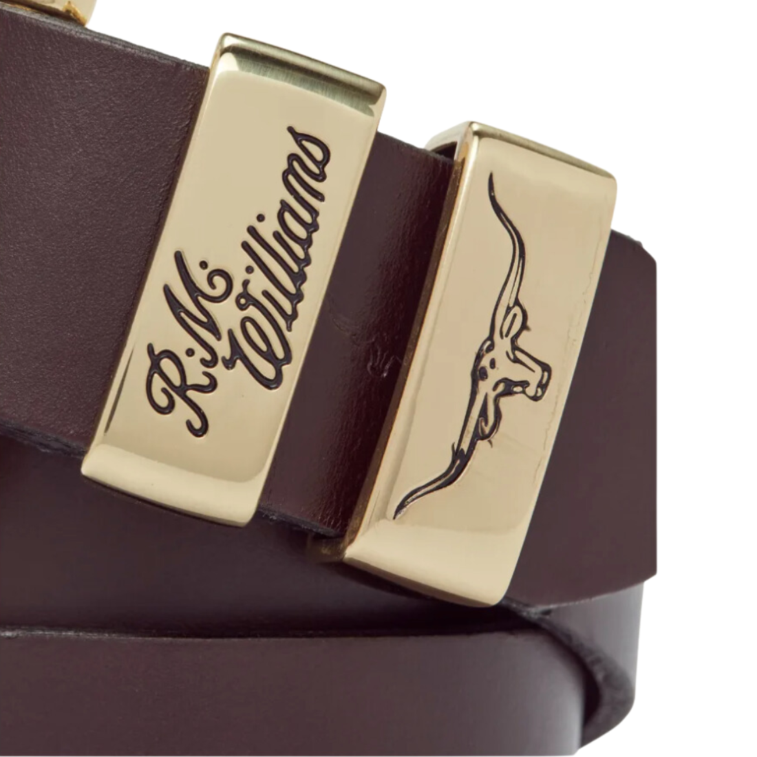 RM Williams Gold 1 1/2 inch Solid Hide Belt Chestnut Belt by RM Williams | The Bloke Shop