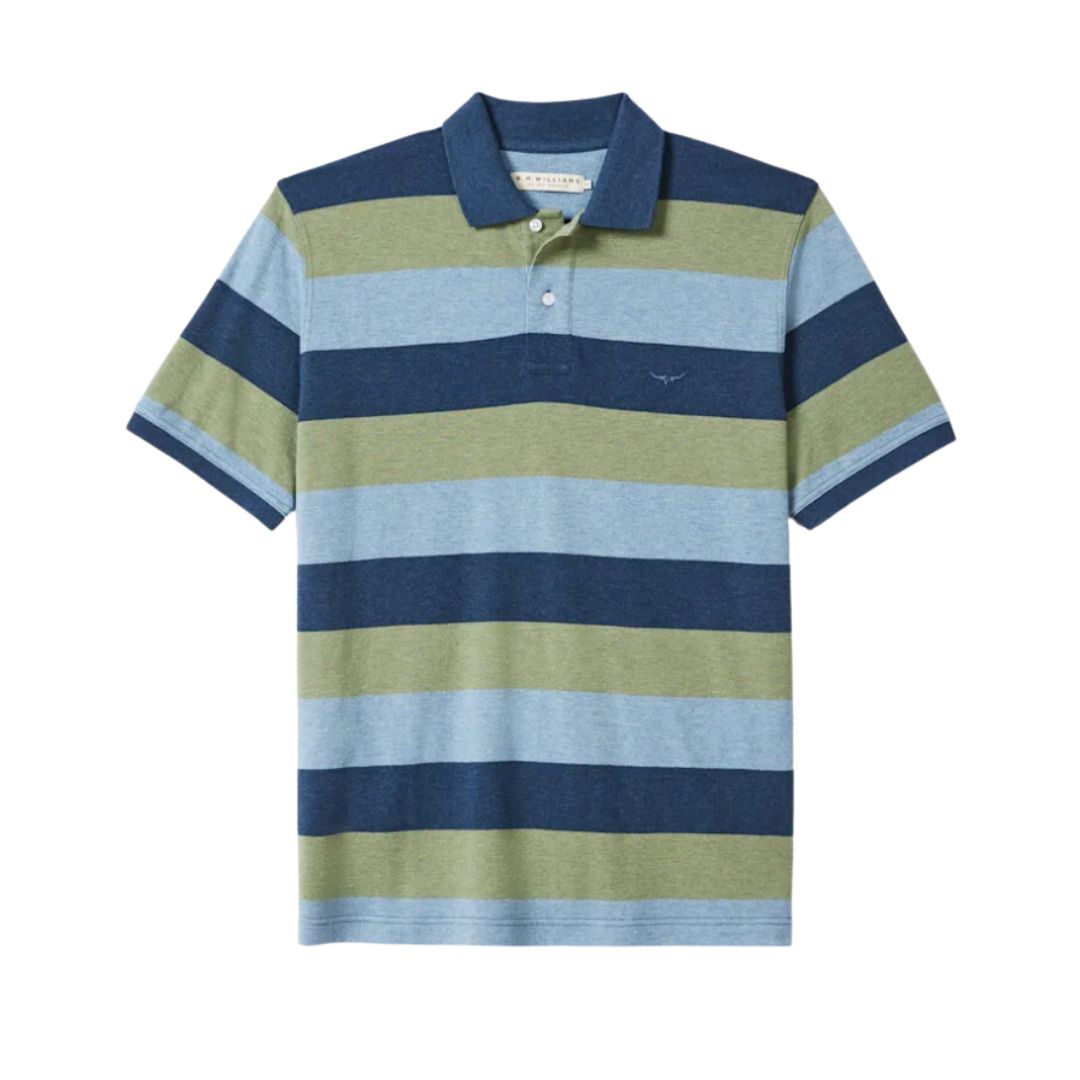 RM Williams Rod Polo 3XL Blue/Green Polo SS by RM Williams | The Bloke Shop